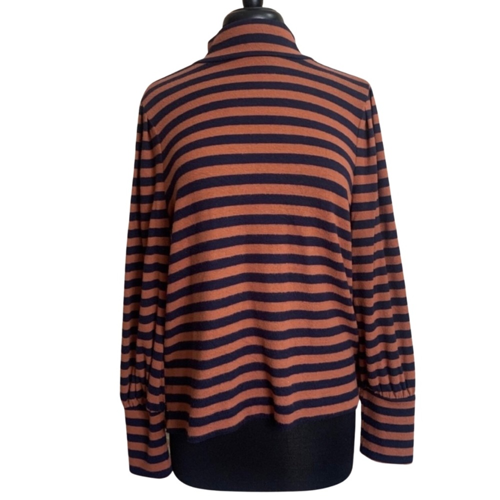 LOFT Striped Mock Turtleneck Size XL Navy Rust NWT